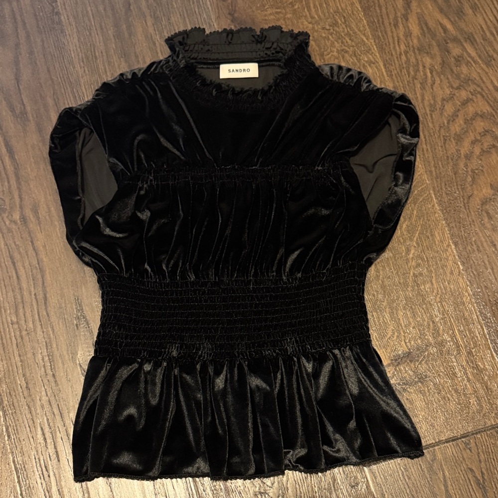 Sandro Black Velvet Blouse